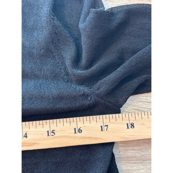 Eileen Fisher Womens XS Black Straight Burnout Stripe Long Cardigan Lagenlook - Picture 7 of 10